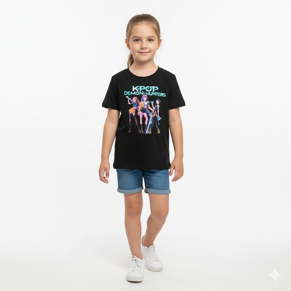 K-POP Girls Demon Hunters Black T-Shirt Size‎ L